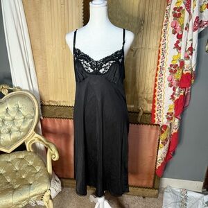 Vassarette Black Lace Chemise with Adjustable Straps